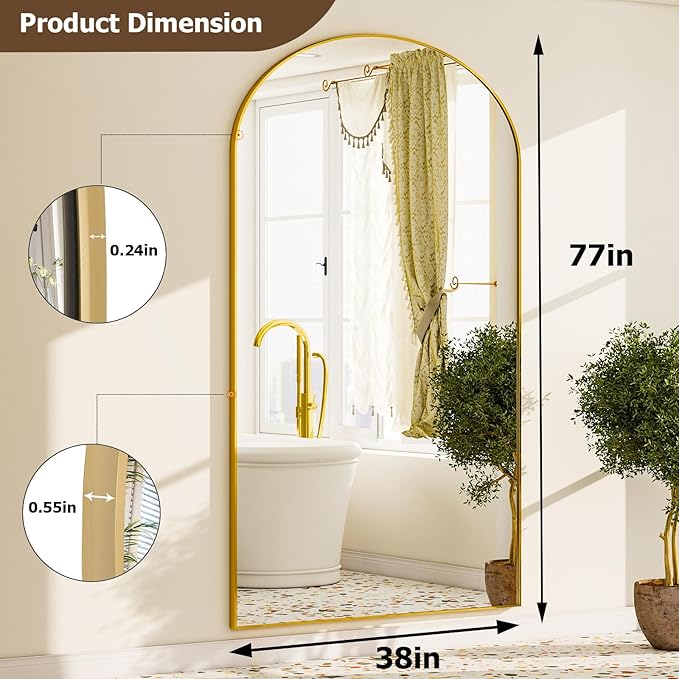 GLSLAND-77 x38 Arched Full Length Mirror