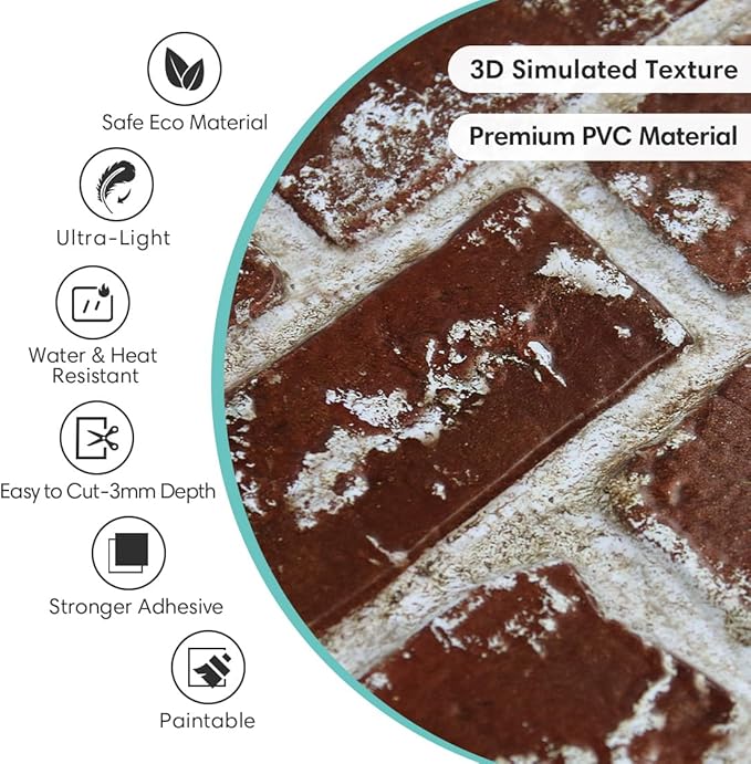 Commomy 3D Peel and Stick Brick Tiles