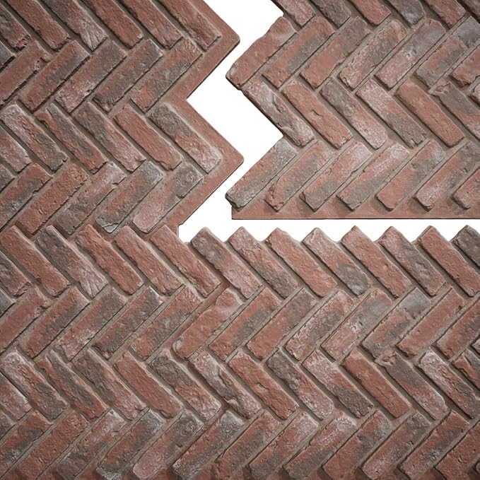EverStone Herringbone Faux Brick Panel, 46 1/2"W x 25 1/4"H x 1"D, Burnished