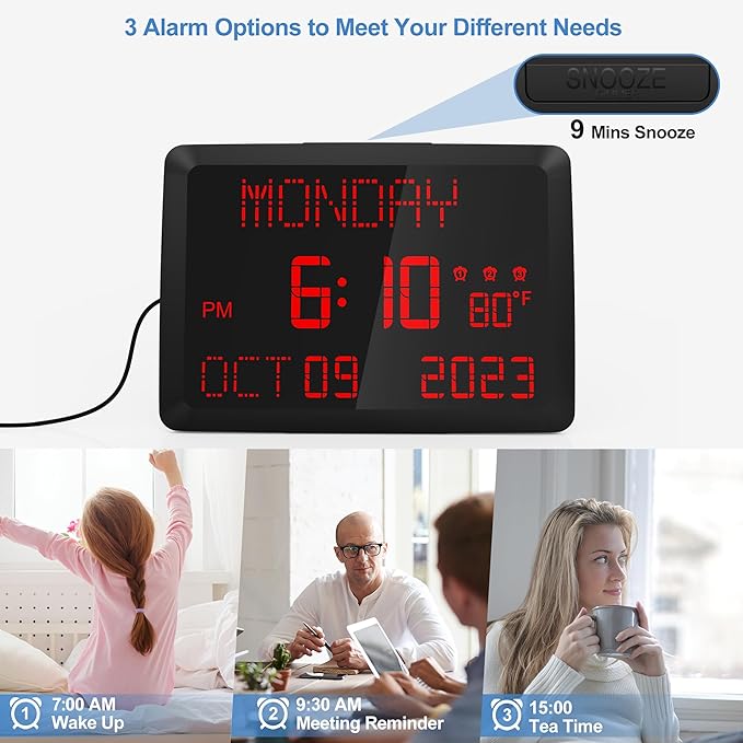 Raynic Digital Clock, 11.5" Large Display Digital Calendar Clock