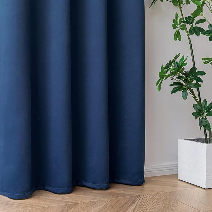 IGEMAEVE Navy Blue Blackout Curtains 84 Inch Length 2 Panels Set, Grommet