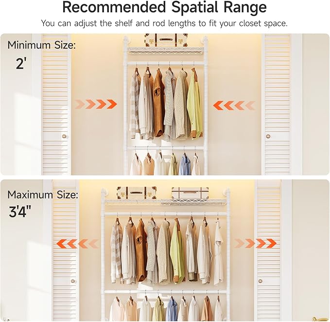 ONBRILL H1 Plus Expandable Wall Mounted Closet System, 2FT-3.3FT Closet