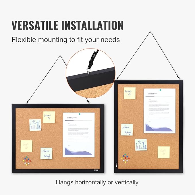 VEVOR Cork Board for Walls, Double-Sided Cork 24" x 18" Bulletin Board Vision