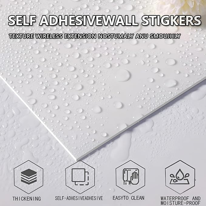 10pcs Peel and Stick Tile Shower Waterproof Marble Tiles Wall Panels,