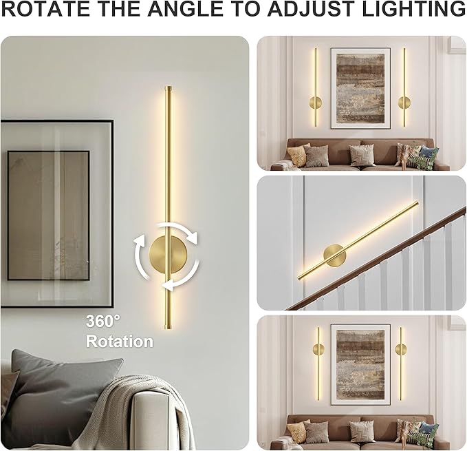 Battery Operated Modern Wall Sconces Set of Two, Rechargeable Wireless Wall