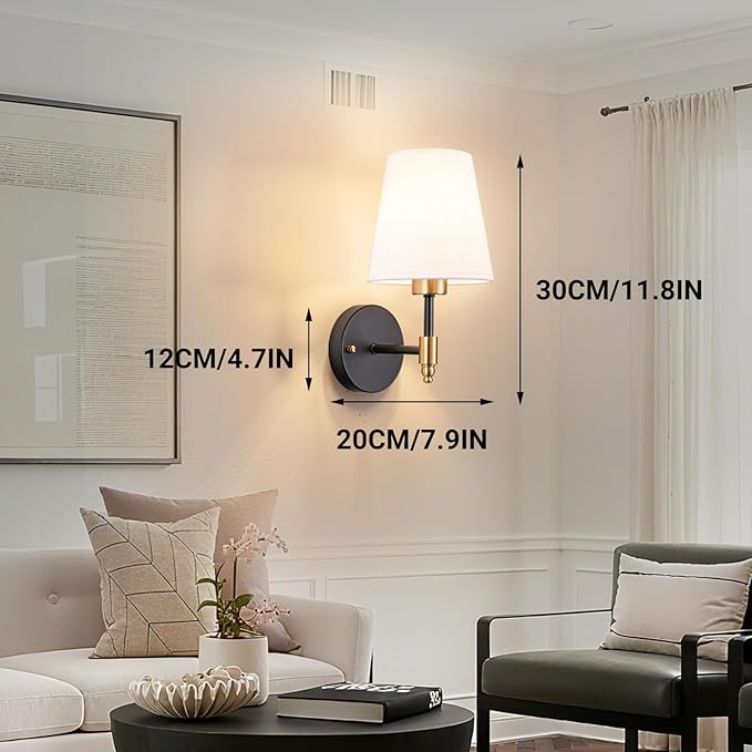 Peel and Stick Wall Sconces, Stick On Wall Sconce Set of 2, Battery Operated