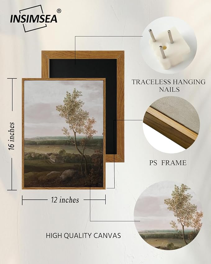 InSimSea Framed Canvas Prints Art Vintage Decor, Rural Farmhouse Scenery Home Wall Decor Countryside Landscape Paintings, Wall Art for Living Room, Dining Room, 12"x16"