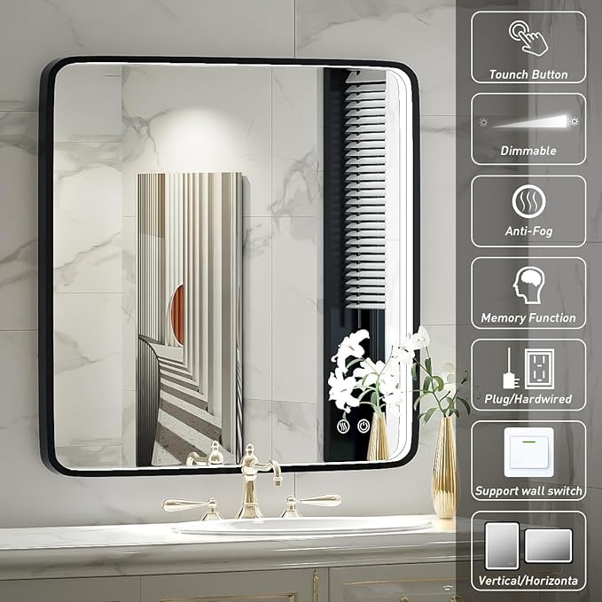 36X36 Inch Black Frame Bathroom