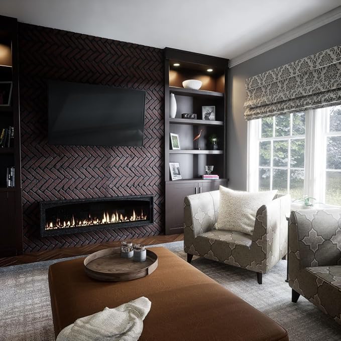 EverStone Herringbone Faux Brick Panel, 46 1/2"W x 25 1/4"H x 1"D, Cinder Color