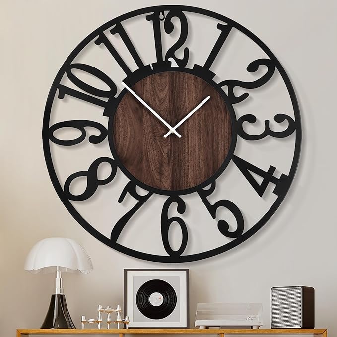 1st owned Large Wall Clock for Living Room Decor- 24" Decorative Antique Silent