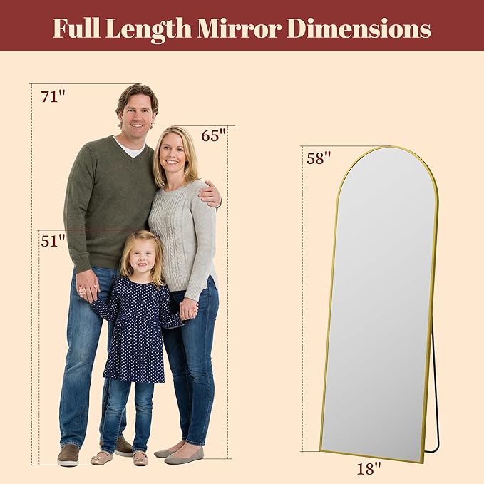 Suidia 58"x18" Arched Full Length Mirror