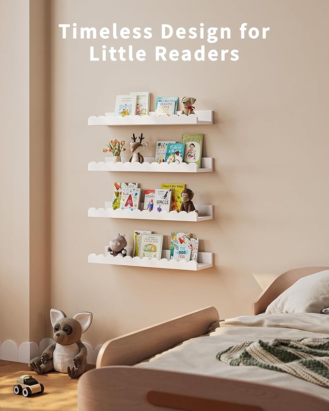 Shario Nursery Book Shelves, Scalloped Shelves, Wall Book Shelves