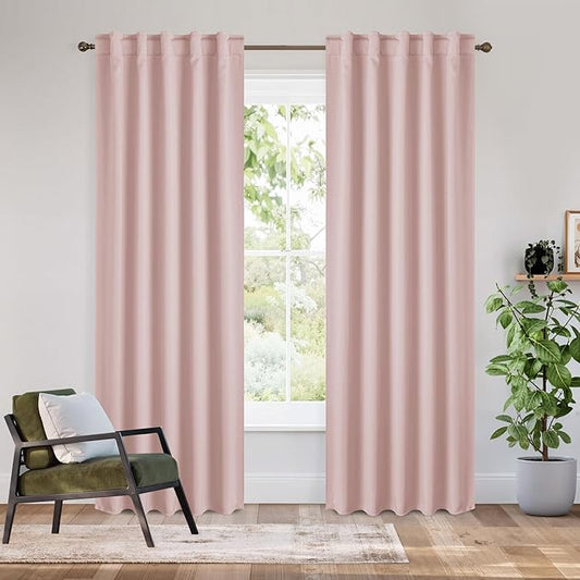 RYB HOME Bedroom Blackout Curtains 80 inches Long, 100% Blackout Thermal