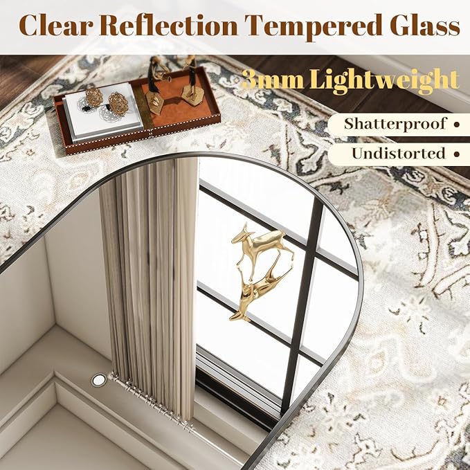 VooBang Wide Arched Wall Mirror, 31 x 32 inch Arch Bathroom Mirror, Wall