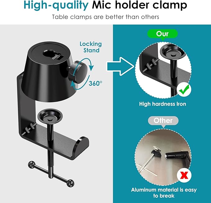Mic Boom Arm Stand Compatible with Shure SM7B, MV7, Blue Yeti Mic, Fifine microphone, HyperX QuadCast Mic and Most Microphones, Premium Microphone Arm by YOUSHARES