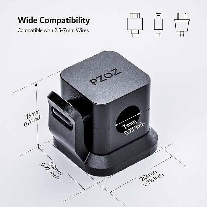 PZOZ 6 Pack Cord Organizer, Adhesive Charger Cable Clips, Wire Holder Keeper Organizer, Charging USB Cable Management for Home Office Desk Phone Car Wall Desktop Nightstand (Black)
