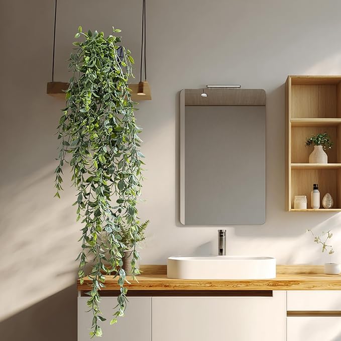 Artificial Hanging Plant 2 Pcs Faux Plant Ivy Vine Faux Eucalyptus Vines Fake