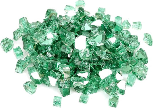 Mr. Fireglass 10 Pounds Fire Glass - 1/4 Inch High Luster Reflective Tempered Glass Rocks for Fireplace Fire Pit Table and Landscaping, Light Green