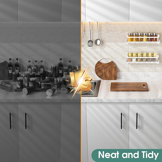 LUCYCAZ 2 Pack Wall Mounted Spice Rack