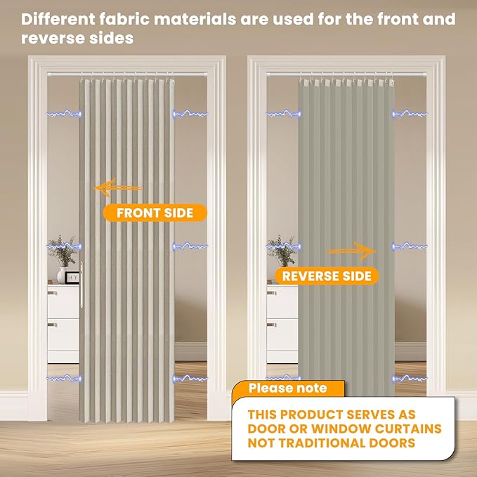 AJAZZ 100% Blackout Magnetic Door Curtain Accordion Doors Interior Folding