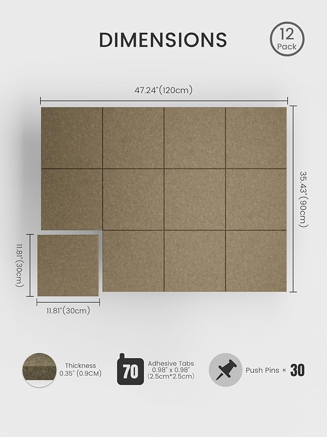 Bumusty Large Cork Board 48" x 36" Alternative