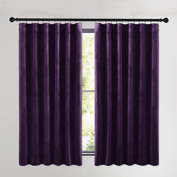 NICETOWN Purple Velvet Curtains 63 inches