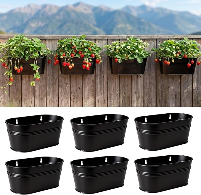 LaLaGreen Wall Planter Black Oval Metal Wall Hanging Decor Plant Holder