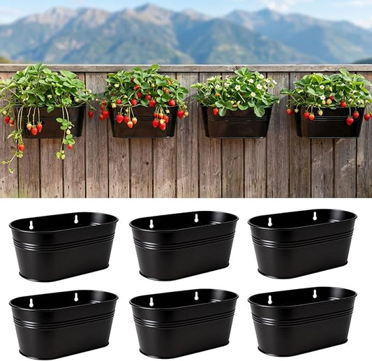 LaLaGreen Wall Planter Black Oval Metal Wall Hanging Decor Plant Holder