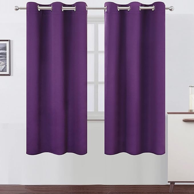 LEMOMO Purple Thermal Blackout Curtains/42 x 72 Inch/Set of 2 Panels Room