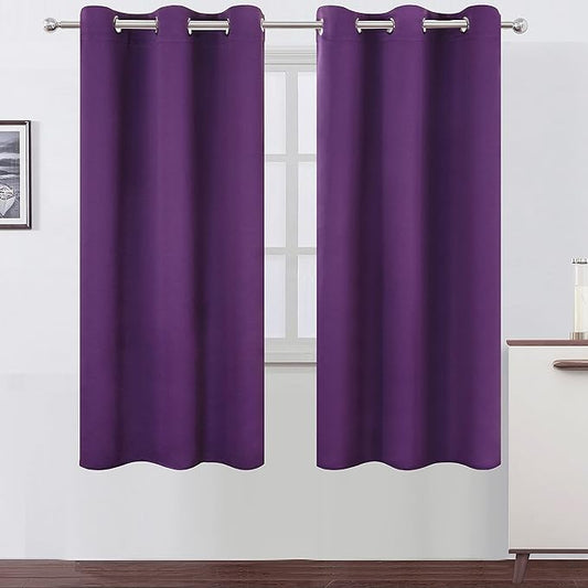 LEMOMO Purple Thermal Blackout Curtains/42 x 72 Inch/Set of 2 Panels Room