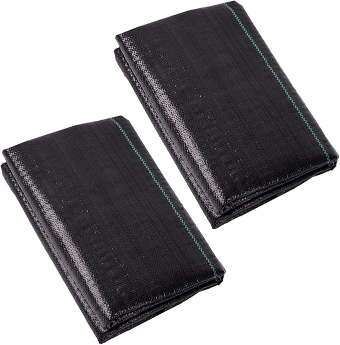2.4oz-2 Pack 4x50FT Weed Barrier Landscape Fabric - Durable Weed Block Gardening Ground Cover Mat, Woven Geotextile Fabric for Underlayment, Commercial Driveway Stabilization, Weed Control Cloth