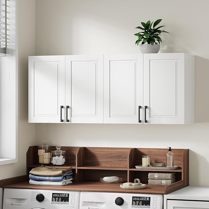 ChooChoo Laundry Room Cabinets, 4 Doors Wall Mounted Storage Cabinet, Kitchen
