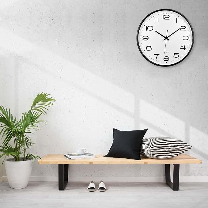 Plumeet 16'' Extra Large Wall Clock, Battery Operated Wall Clocks Silent