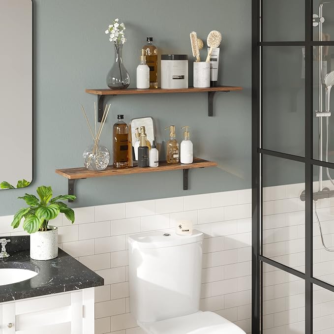 DINZI LVJ Long Wall Shelves, 23.6 Inch Wall Mounted Shelves Set of 2,