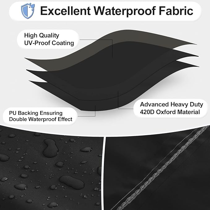 OutdoorLines Outdoor Waterproof Patio Table Furniture Set Covers - Rectangle Couch Sectional Cover Outside Weatherproof Patio Furniture Covering for Deck, Lawn and Backyard 126"L x 126"W x 32"H, Black
