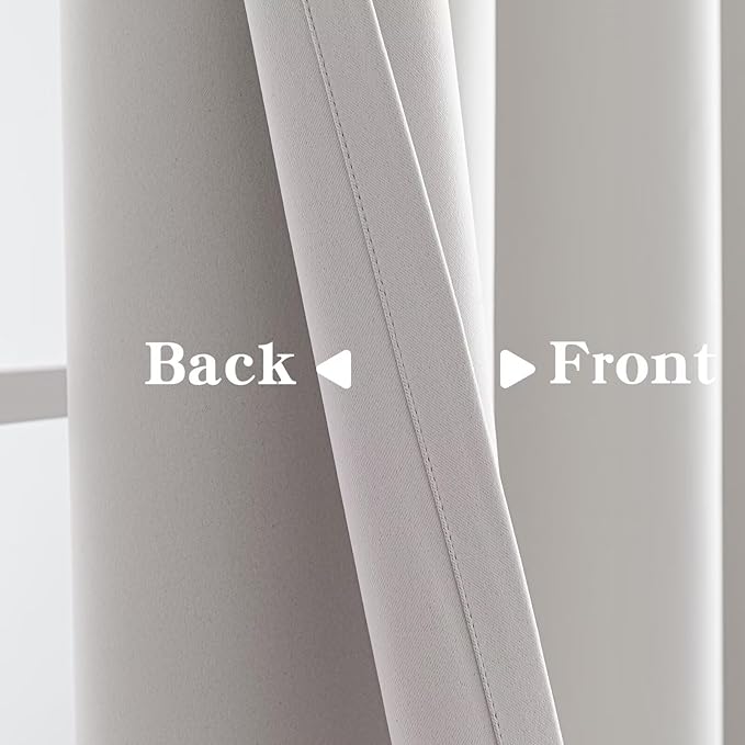 IGEMAEVE Greyish White Curtains 84 Inch Length 2 Panels Set, Light Filtering