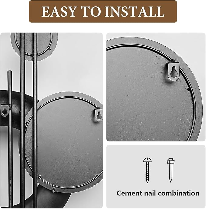 HEBOIX Large Metal Wall Decor Modern Metal Wall Art 3D Wall Sculptures Handmade