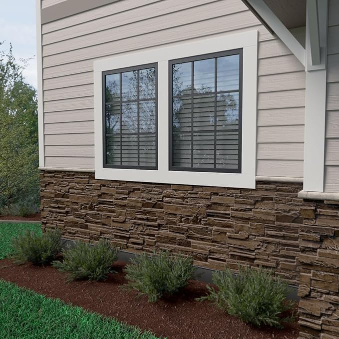 EverStone Cascade Faux Stone Panel, 48 5/8"W x 24 3/4"H x 1 1/4"D, Willow Peak