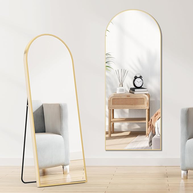Sweetcrispy 64"x21" Arched Full Length Mirror, Leaning or Standing Full Body