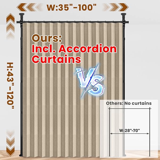 100% Blackout Room Divider Curtains Sets Beige W100 x L96 in, 1 Panel Curtain