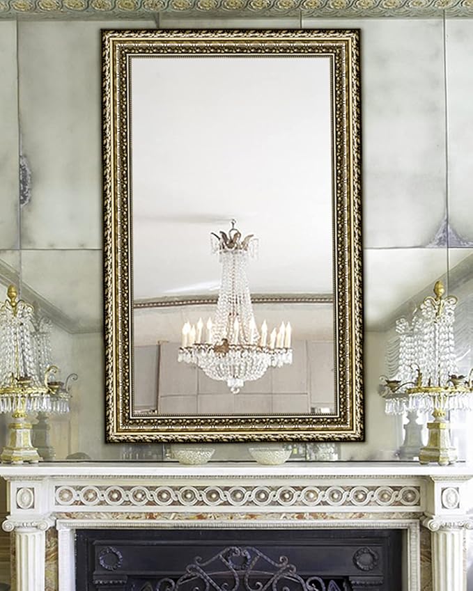Black&Gold Framed Rectangle Bathroom Mirrors