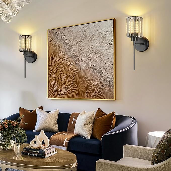 Crystal Battery Operated Wall Sconces, 12 Colors and 3CCT Dimmable Crystal Wall