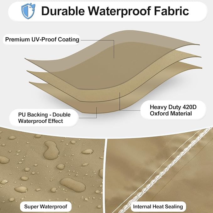 OutdoorLines Waterproof Outdoor Patio Heater Covers with Zipper and Storage Bag, Dust-Proof UV-Resistant Windproof Propane Heavy Duty Heater Cover for Standing Heater, 1 Pack-90Hx23Lx23W inch Camel