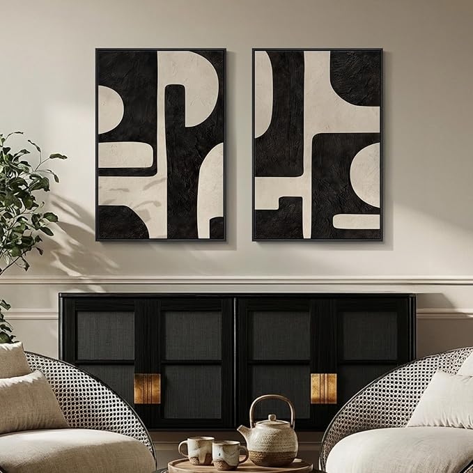 Large Framed Abstract Set of 2 Wall Art