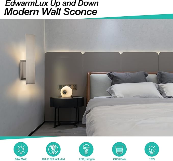 Edwarmlux Indoor Wall Sconces, Modern Wall Lights, Up and Down Wall Mount Light