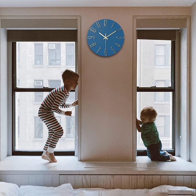 wall Clock, Silent Clock, wall Clocks Battery Operated， 12 inch Modern wall