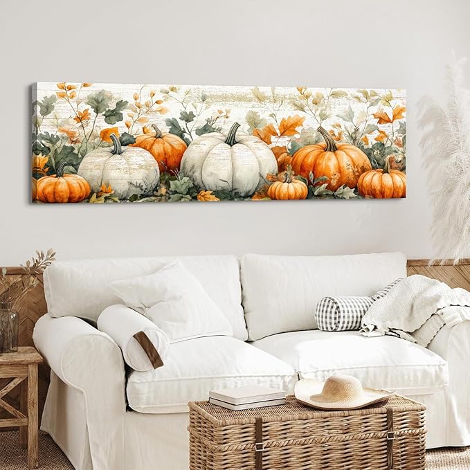 Pumpkin Canvas Wall Art Fall Picture Botanical Wall Decor