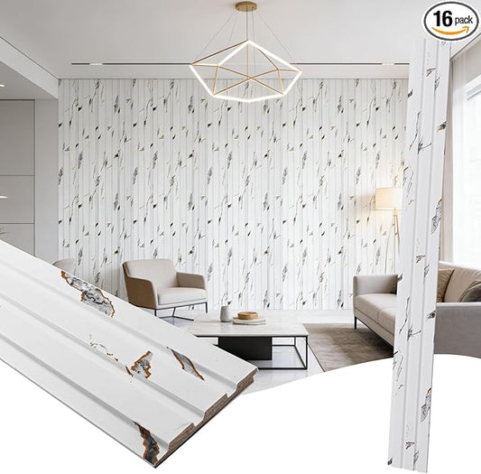 16 Pack Faux Marble Slat Wall Panels