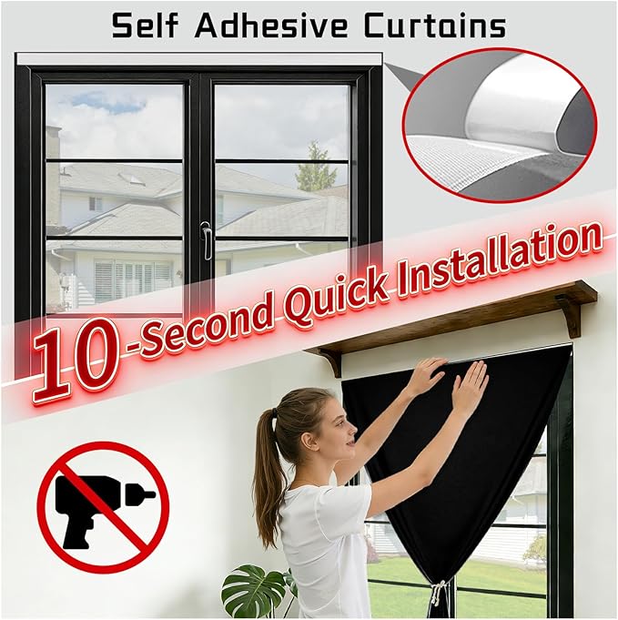 No-Drill 100% Blackout Window Curtain