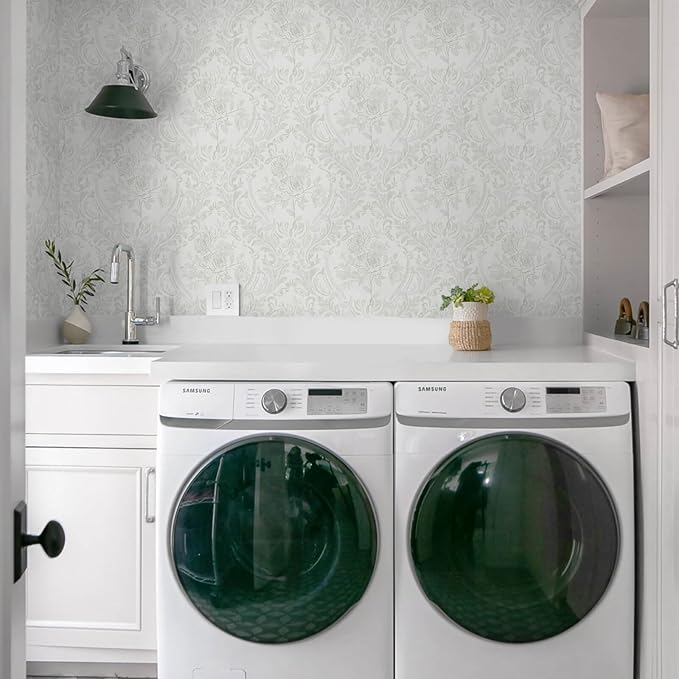 Ismoon Floral Peel and Stick Wallpaper Grey Contact Paper Boho Watercolor